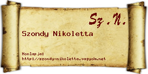 Szondy Nikoletta névjegykártya